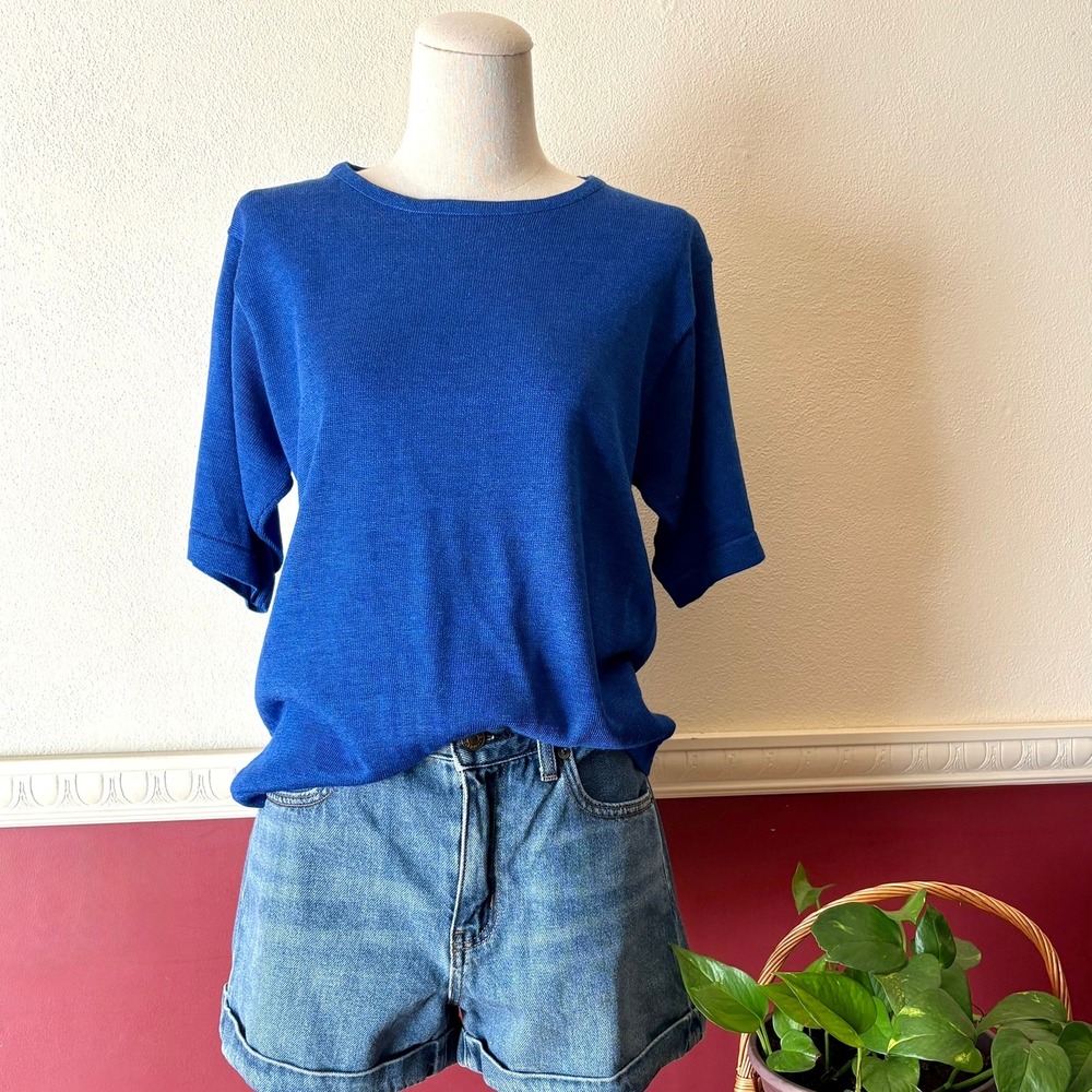 Design Options by Philip & Jane Gordon Vintage Royal Blue Ramie Blend Knit Top M